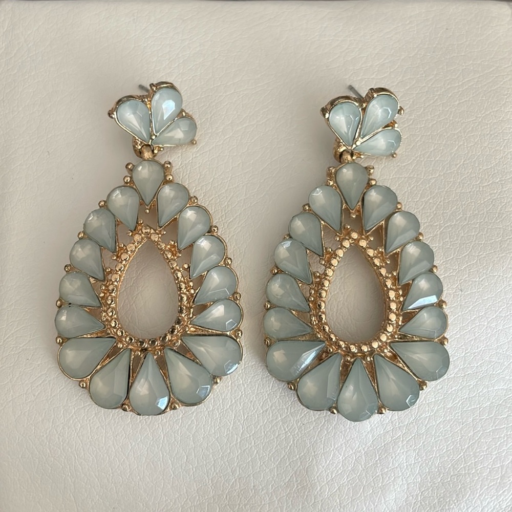 Light Icy Blue and Gold Earrings